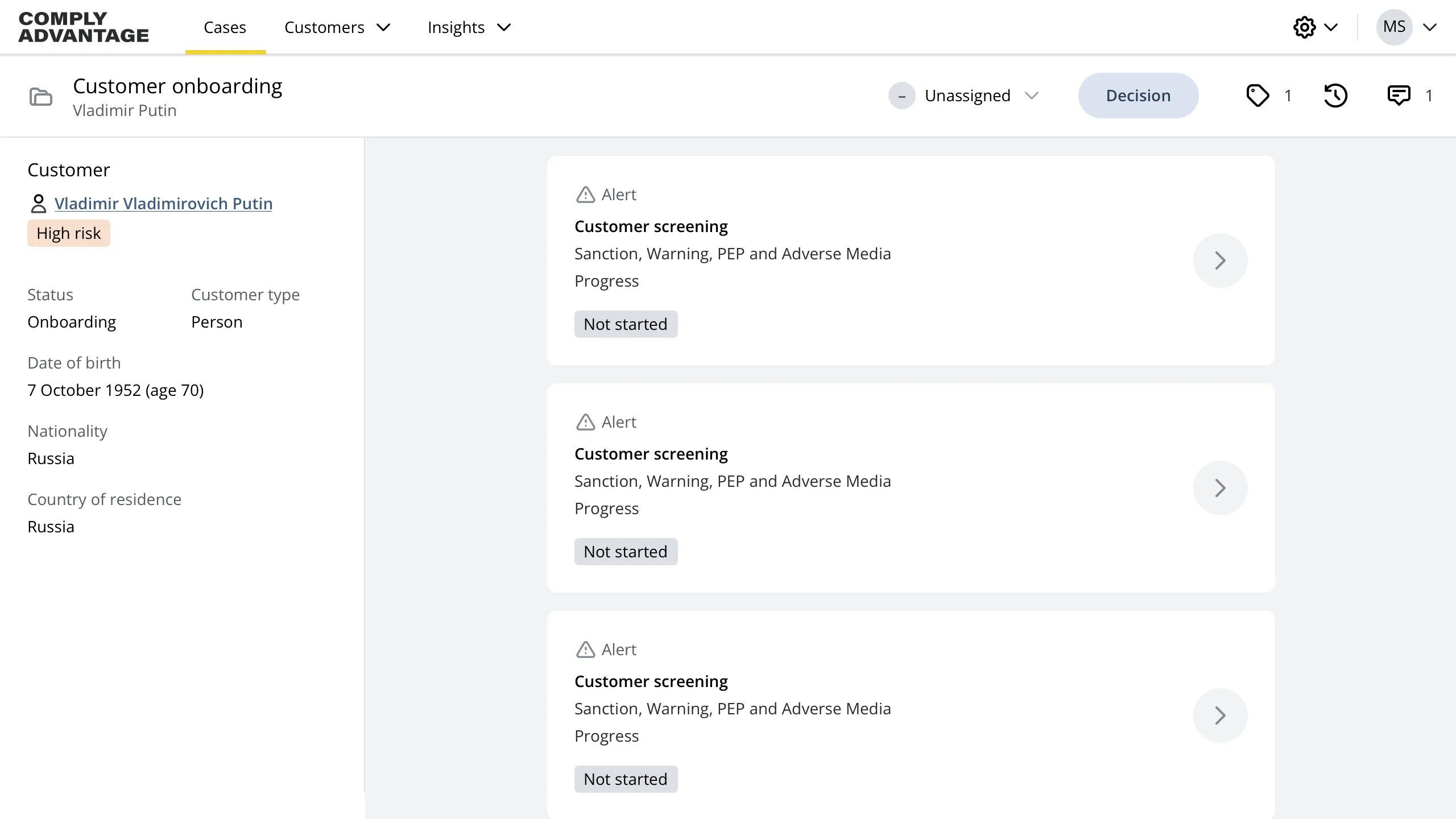 UI displaying a list of cases in a table, with a popover for bulk actions